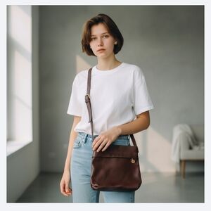 Stone Mountain Authentic Brown Genuine  Leather Crossbody Purse Women's Hand Bag